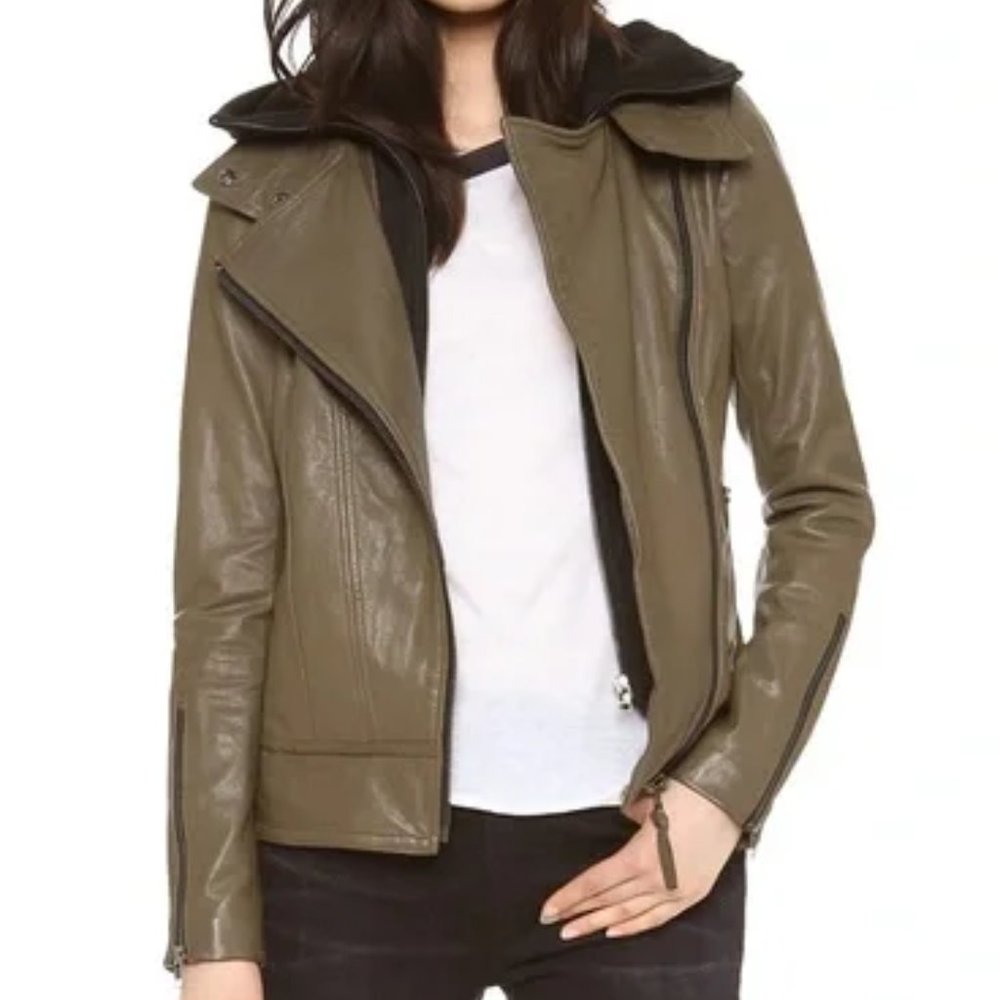 Mackage Kiera Leather Jacket With Removable Hood Insert